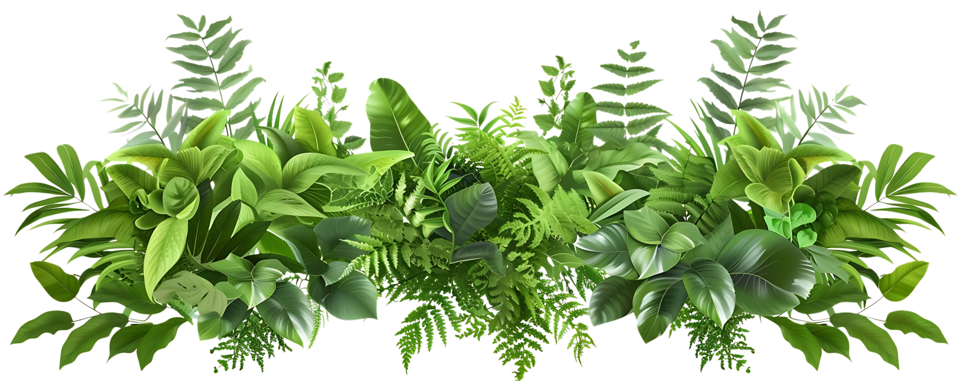 Lush Green Tropical Foliage Illustration png