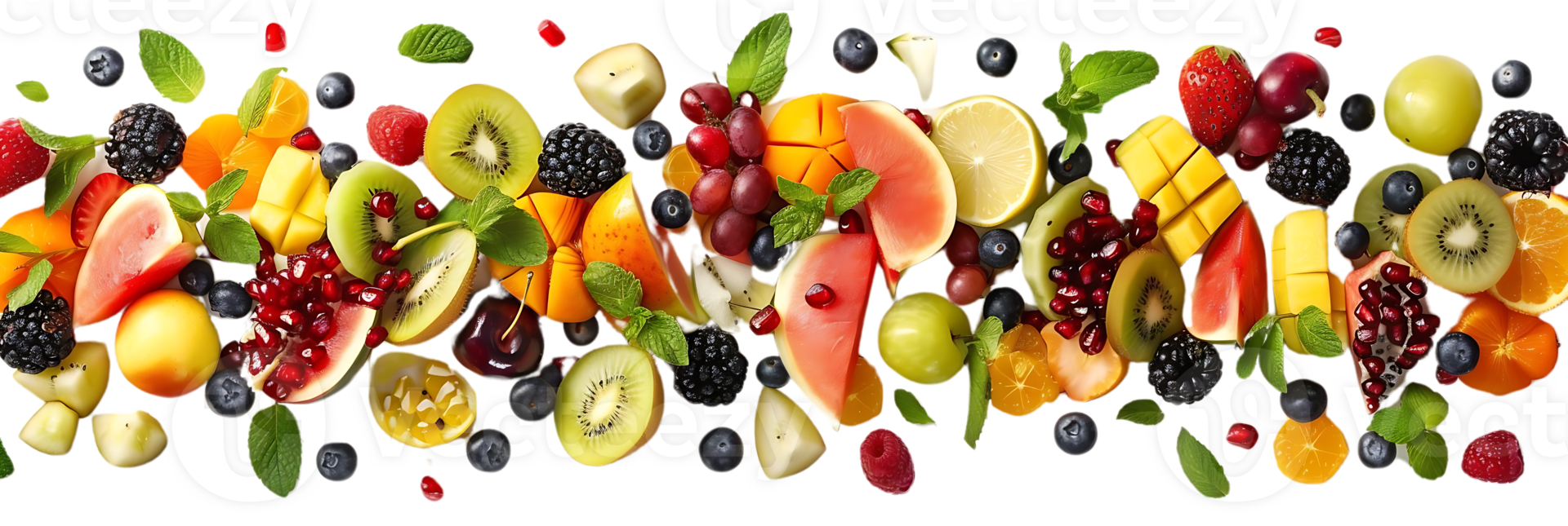 Colorful Fruit Salad with Mint Leaves Illustration png