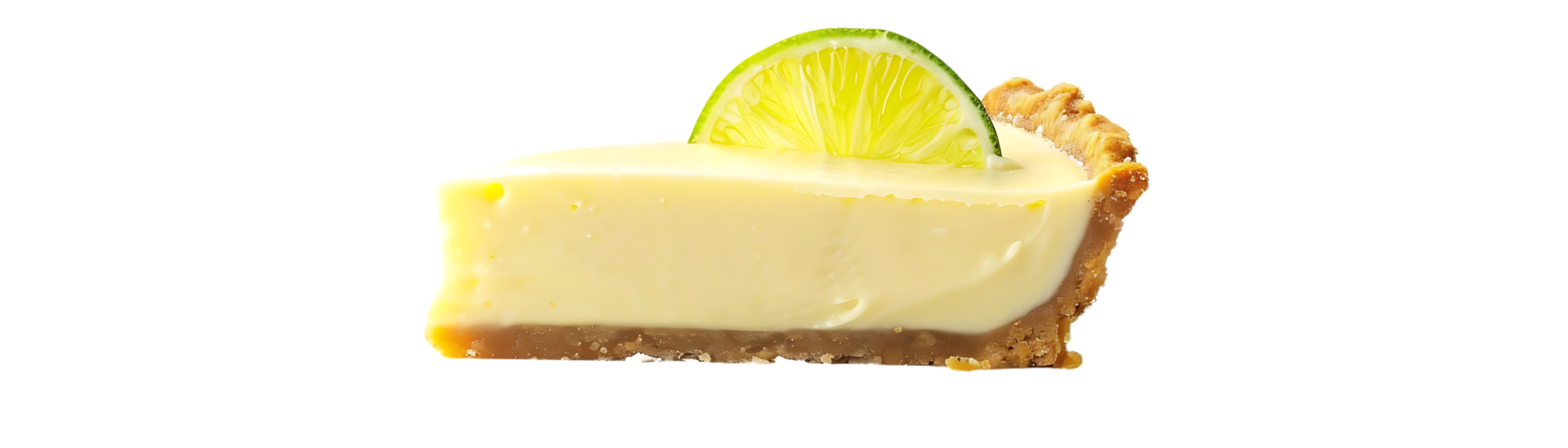 A Slice of Key Lime Pie with a Lime Wedge on Top - Food Photography png