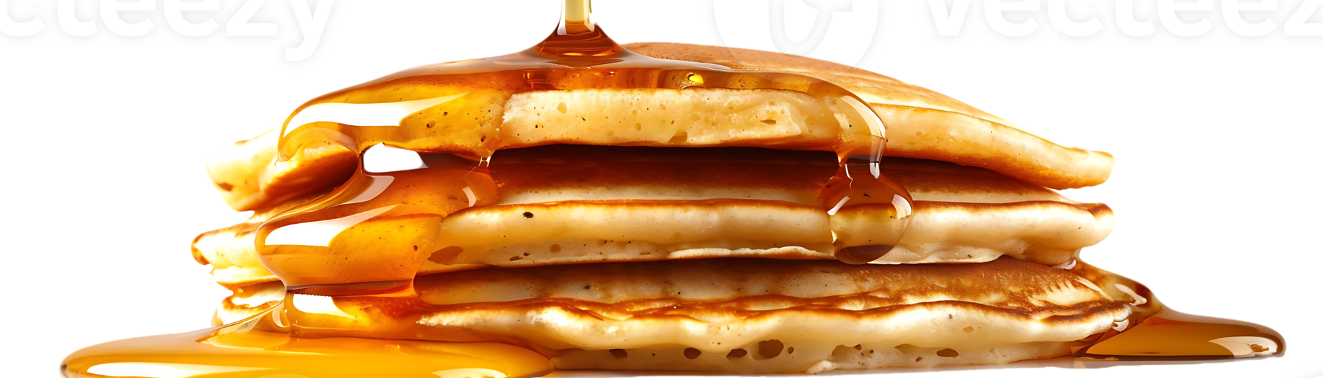 Stack of Pancakes with Syrup Pouring Realistic Food Image png