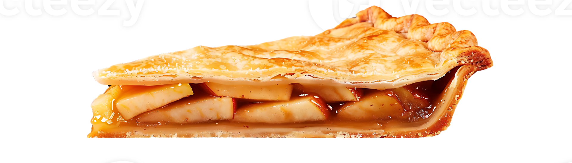 Apple Pie Slice with Golden Crust - Photo png