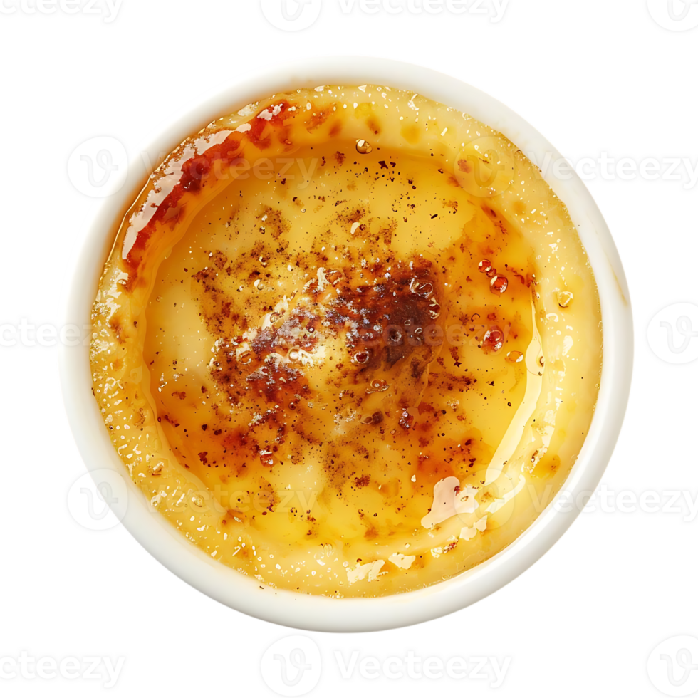 Top View of Creme Brulee with Crispy Caramel Crust - Food Photography png