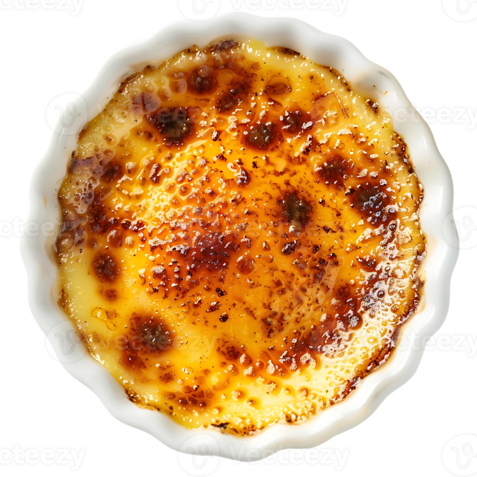 Creamy Dessert with Caramelized Topping in a White Ramekin - Photo png