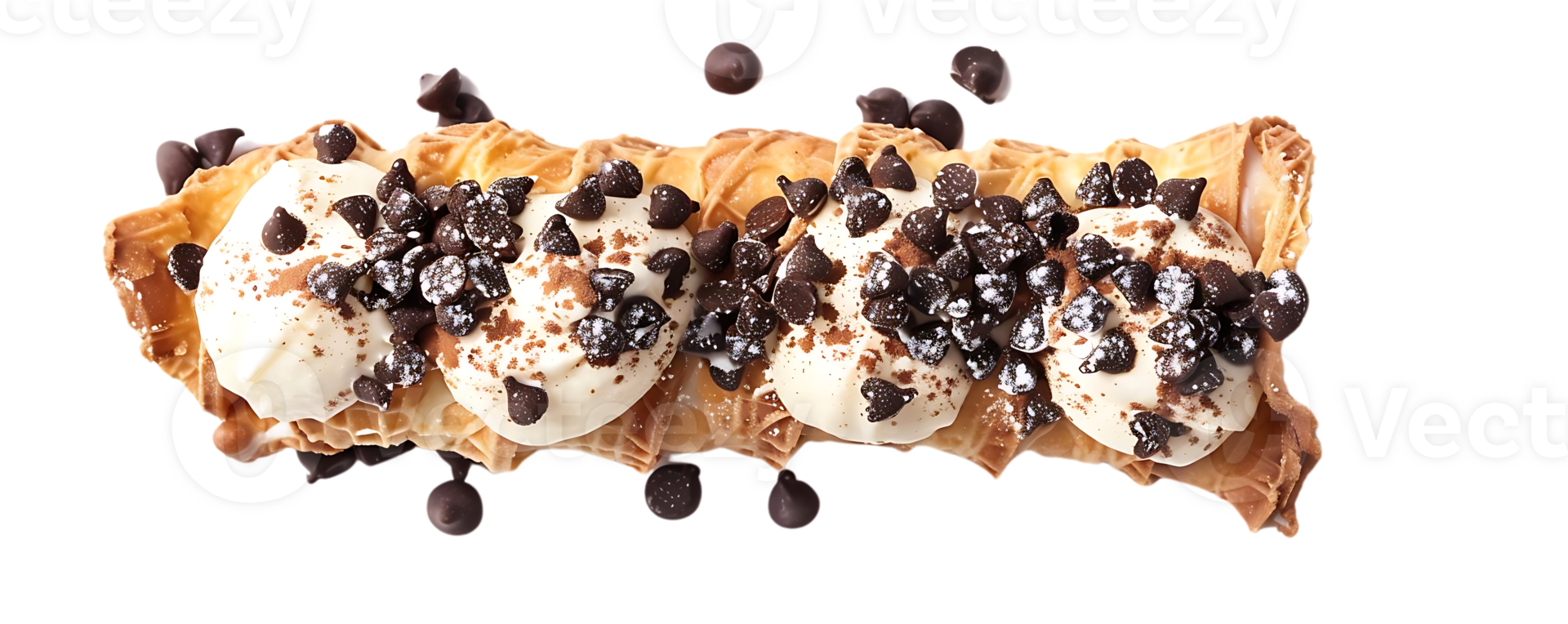 Delicious Pastry with Whipped Cream and Chocolate Chips - Food Photography png