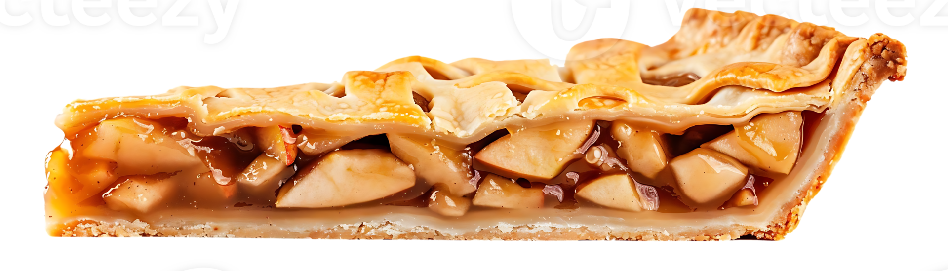 Delicious Apple Pie Slice - Photo of a golden brown apple pie slice with a flaky crust and a sweet caramel glaze png