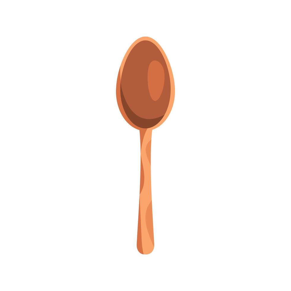 Brown wooden spoon for cooking or baking, featuring a long handle ideal for food blogs, recipes, kitchen themed designs, and culinary promotions vector