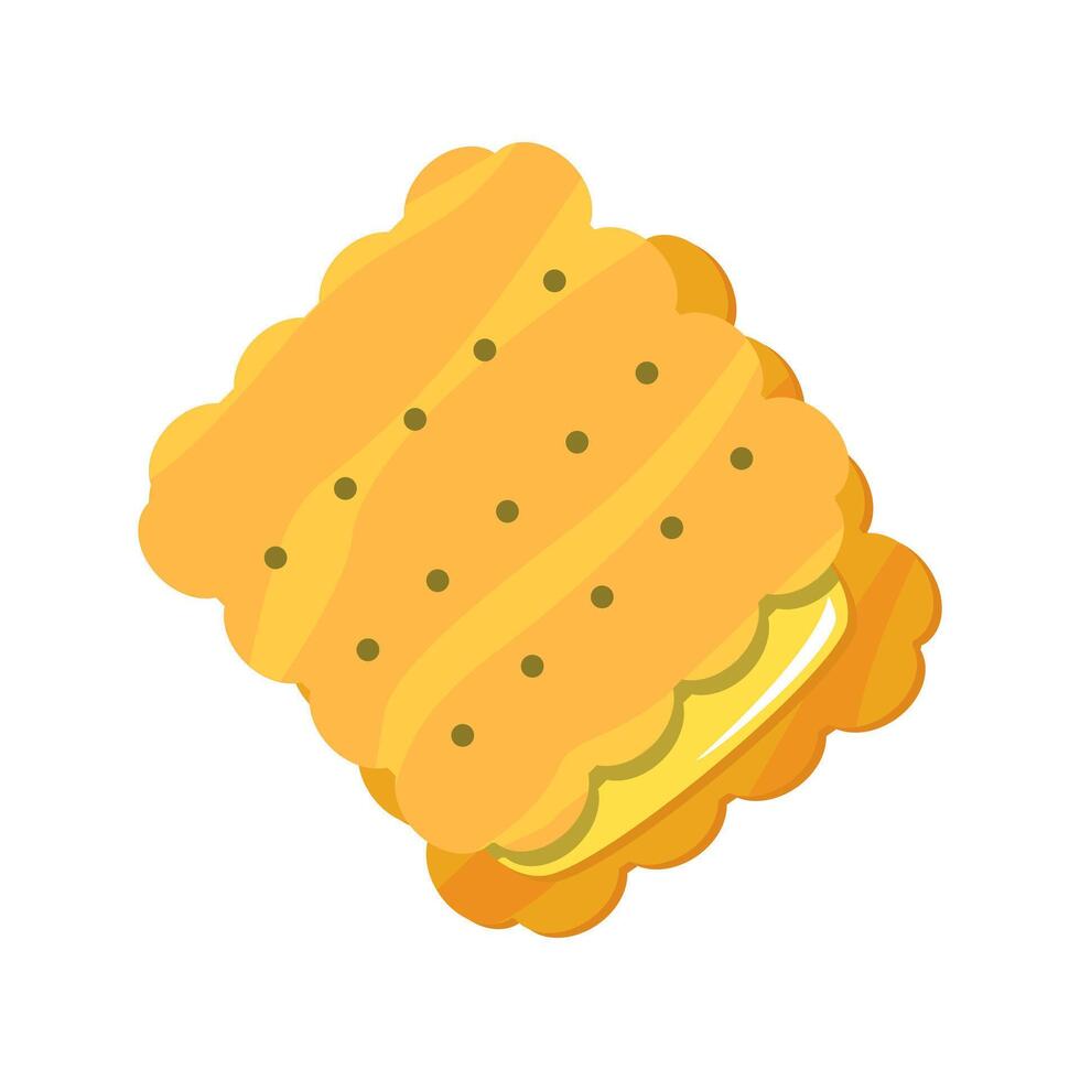 Cookie sandwich with crunchy texture and filling great for food blogs, bakery websites, or dessert themed designs vector