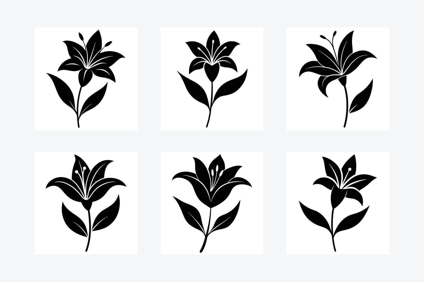 Lily flower silhouette illustration vector