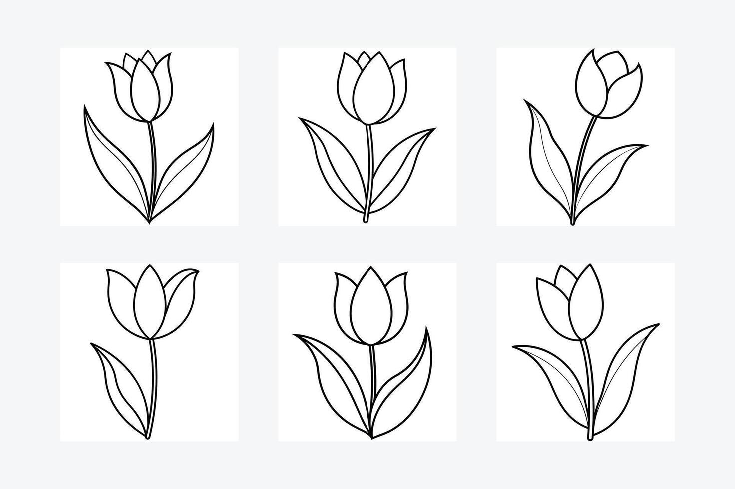 Tulip flower line art illustration vector