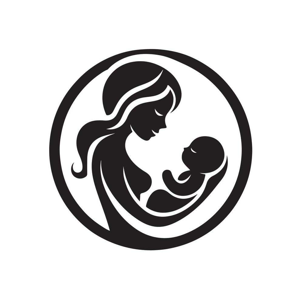 Mom and Baby logo design, Mom and baby logo template. illustration vector
