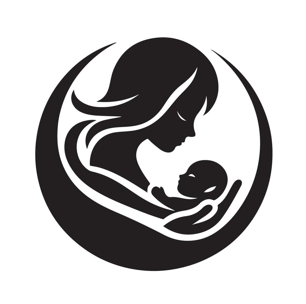 Mom and Baby logo design, Mom and baby logo template. illustration vector