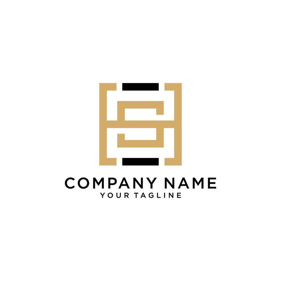 Letter SH, HS monogram square shape. vector