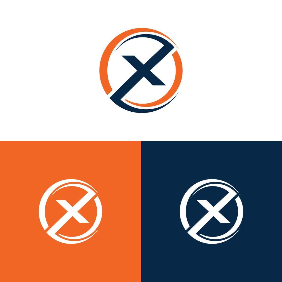 Initial X circle logo template . vector