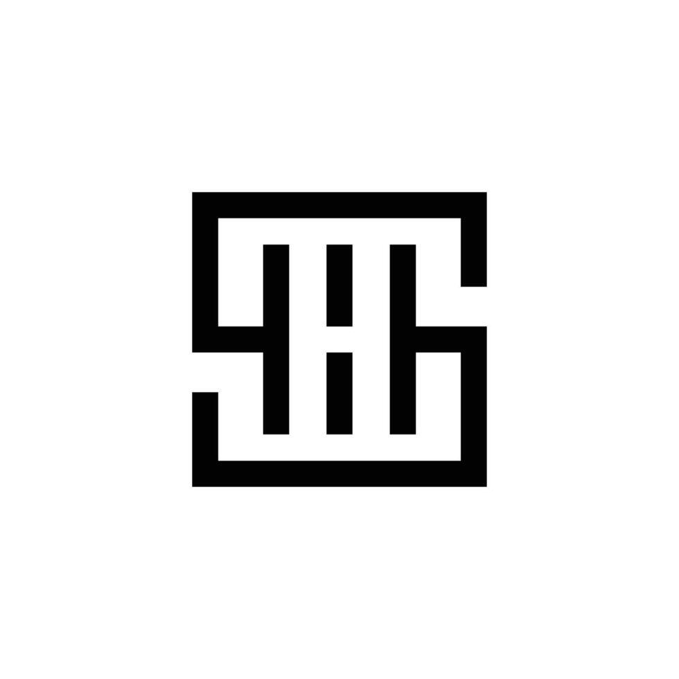 Letter SH, HS monogram square shape. vector