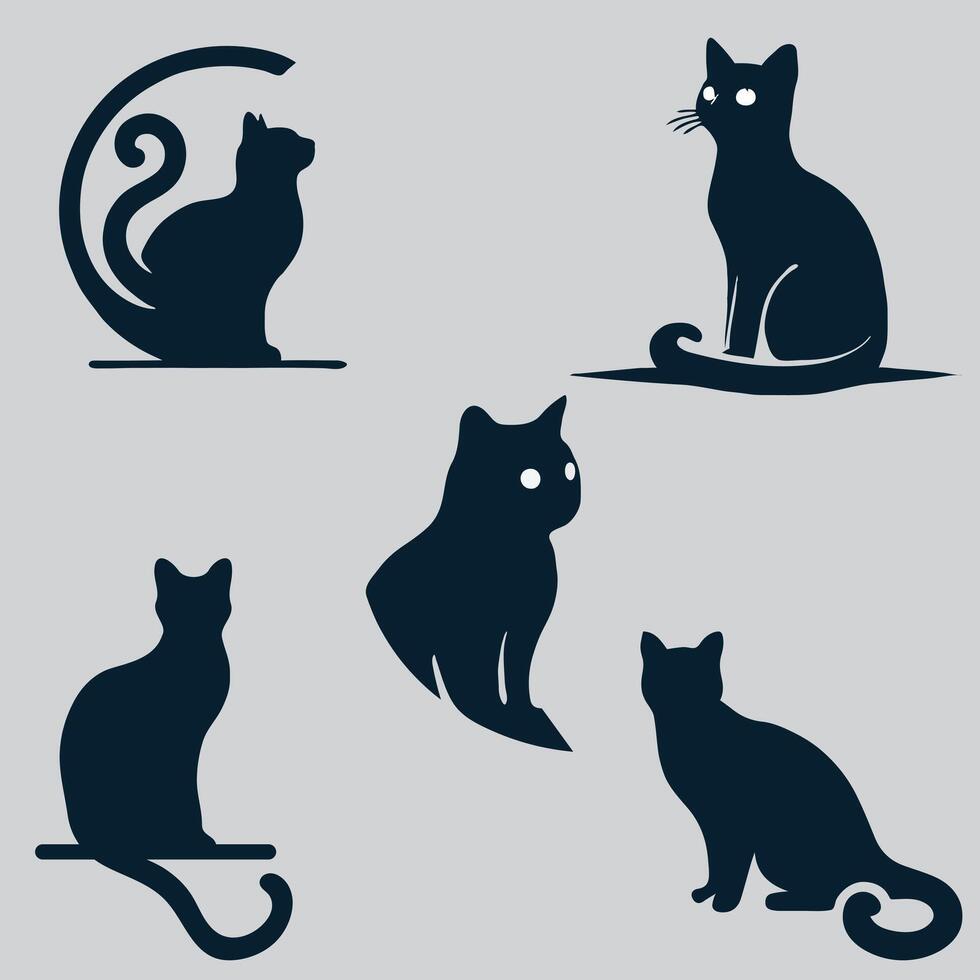 cats cat set silhouette image for your business. vector