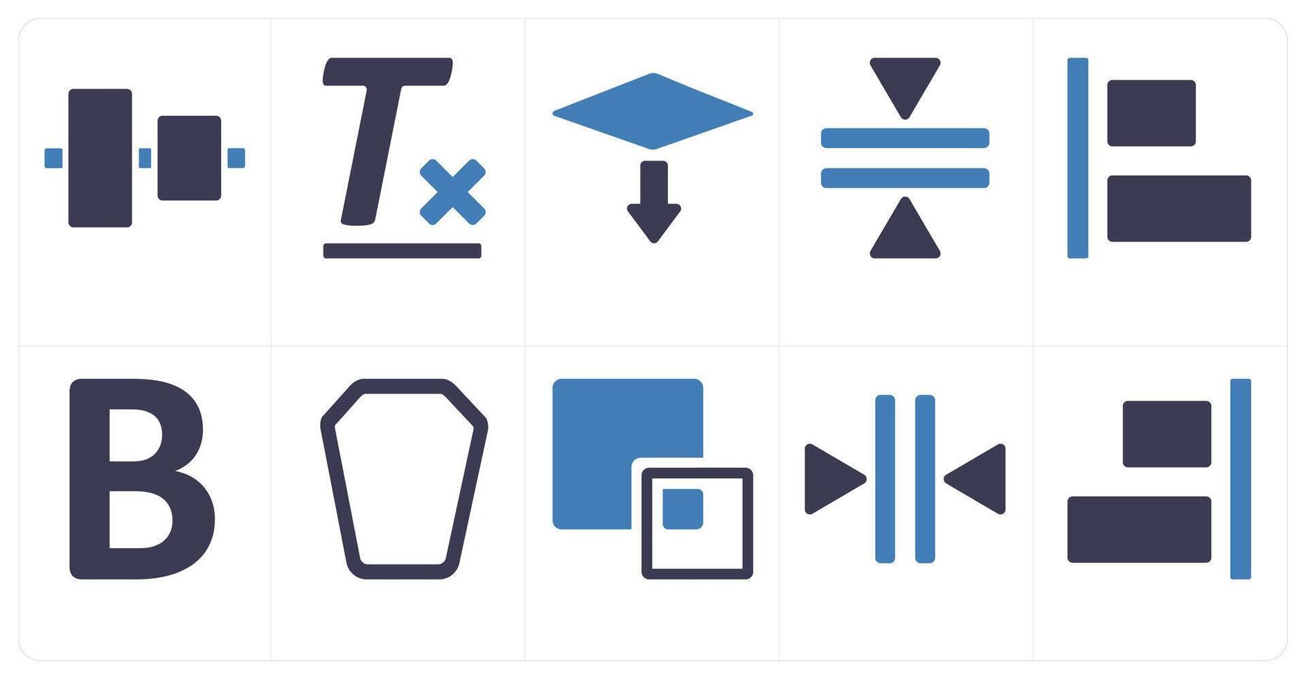 A set of 10 editing tools icons as Symmetrical Scale, symmetry vector