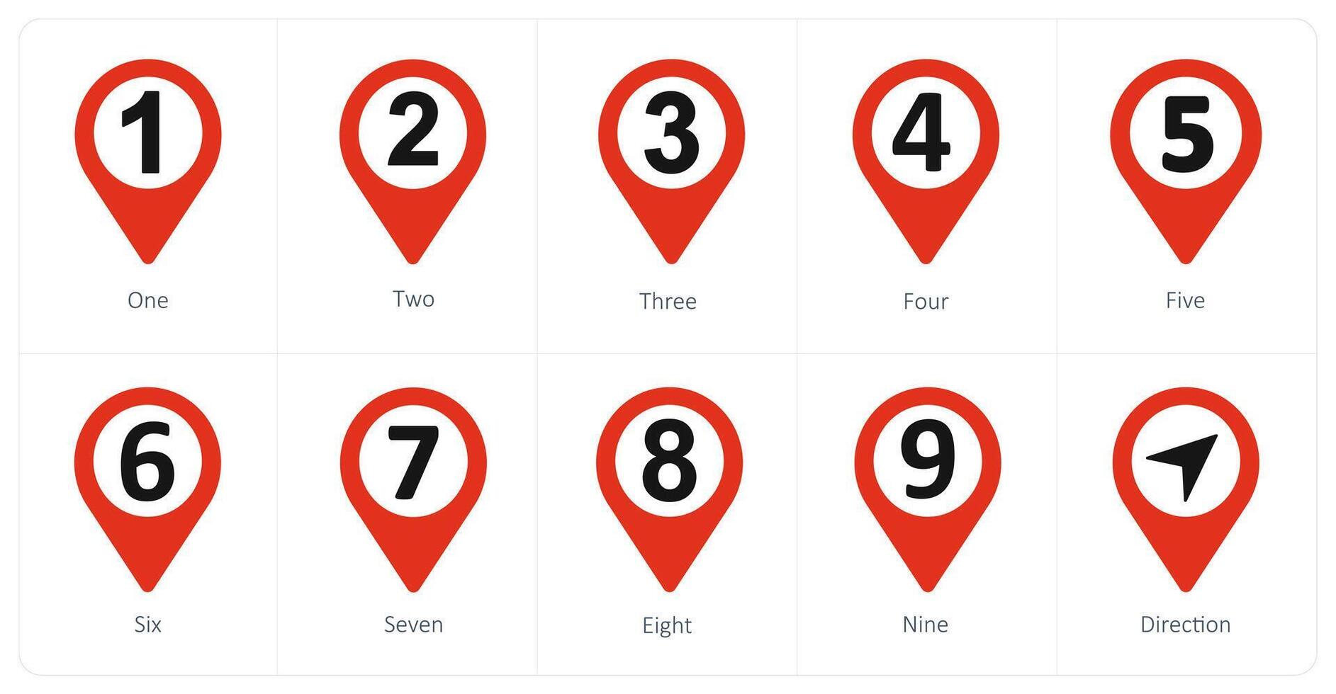 A set of 10 Location Pointer icons as one, two, three vector
