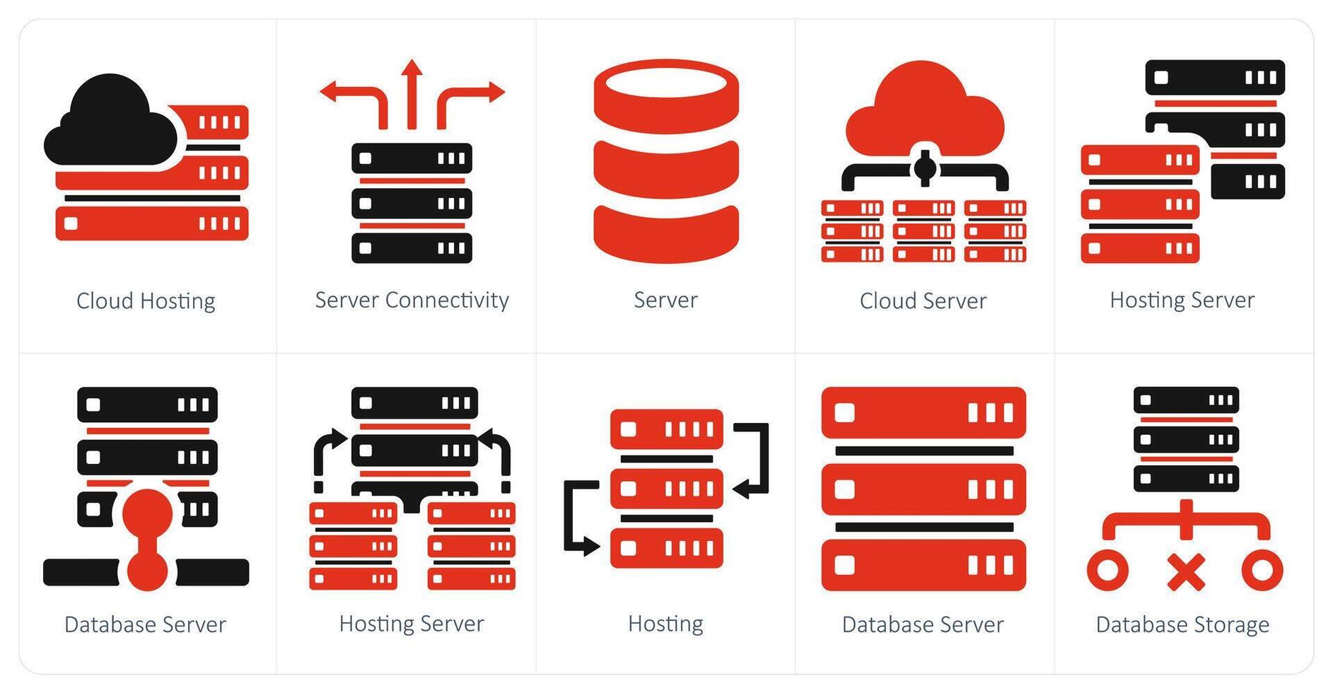 A set of 10 web marketing icons as cloud hosting, server connectivity, server vector