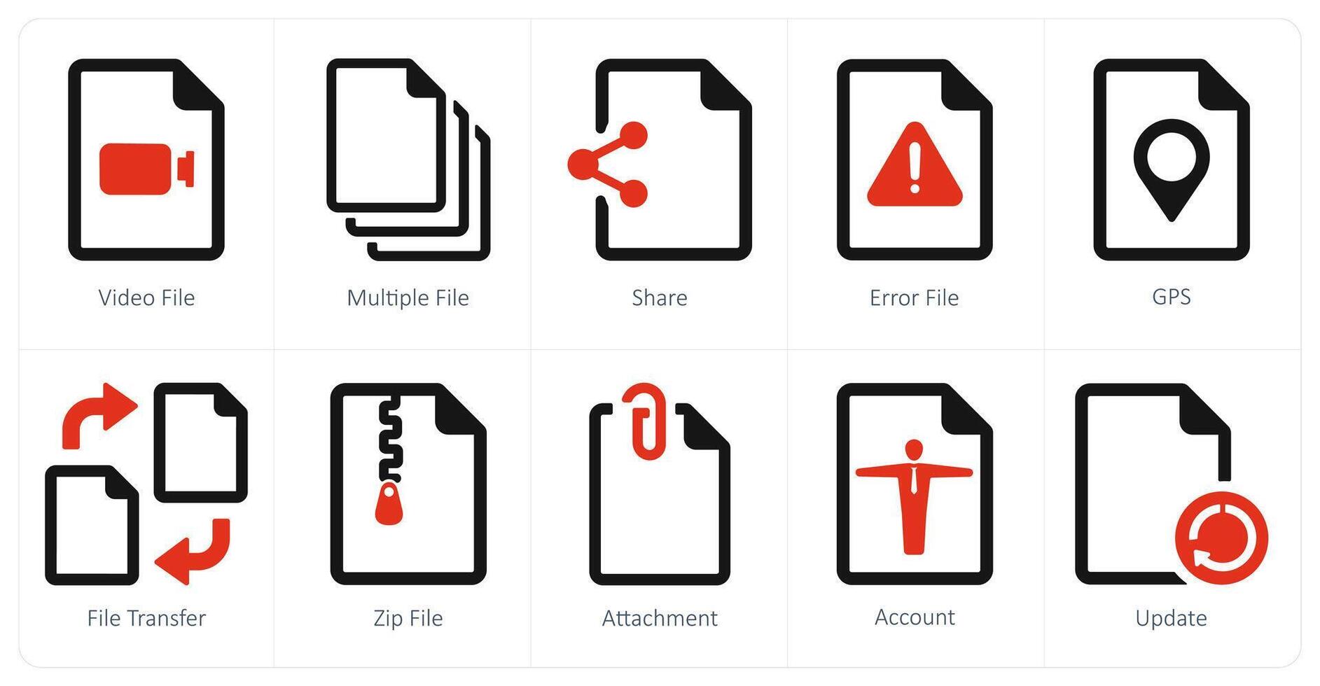 A set of 10 File icons as file, multiple file, share 47523307 Vector ...