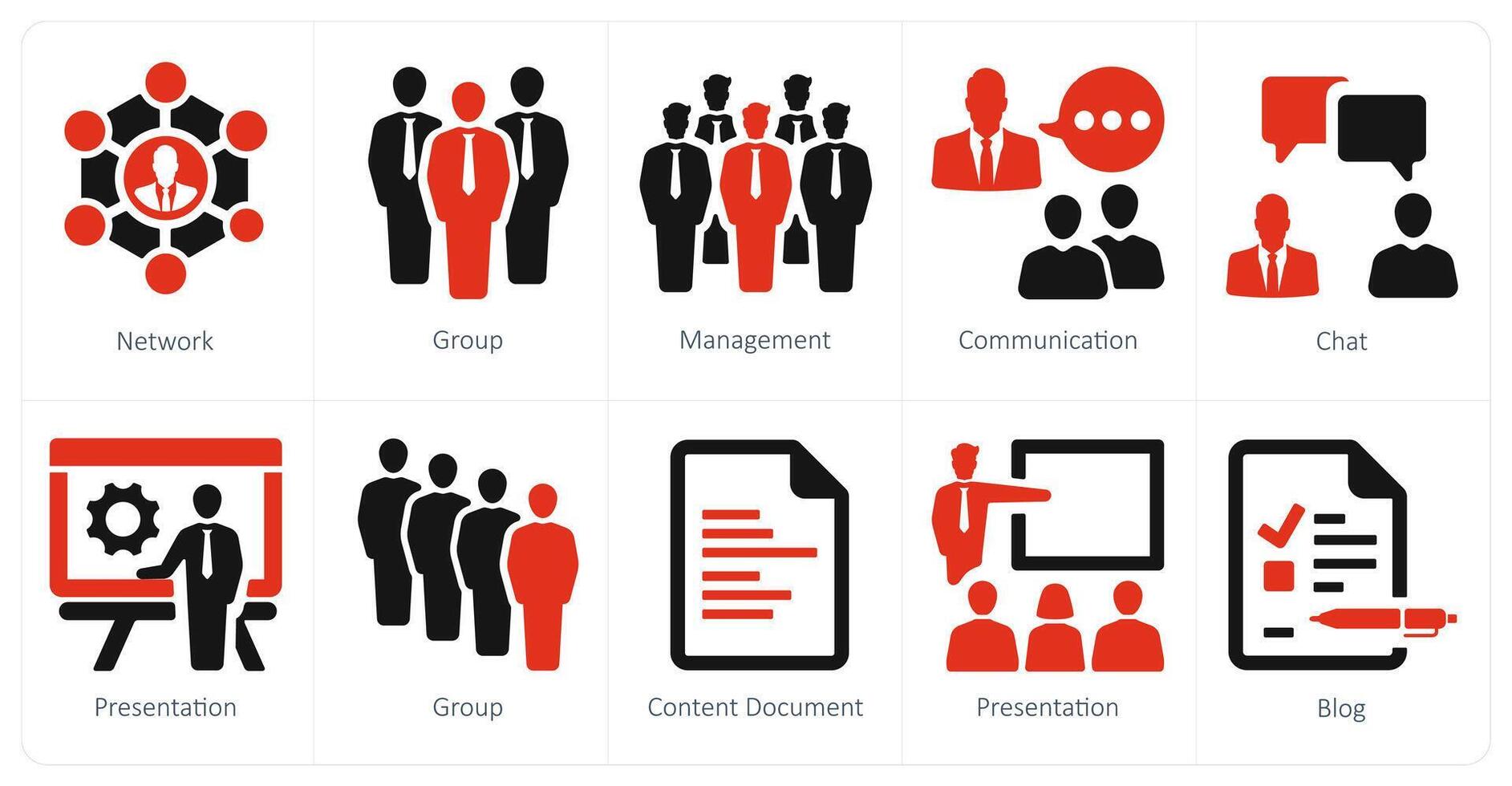 A set of 10 web marketing icons as network, group, management vector