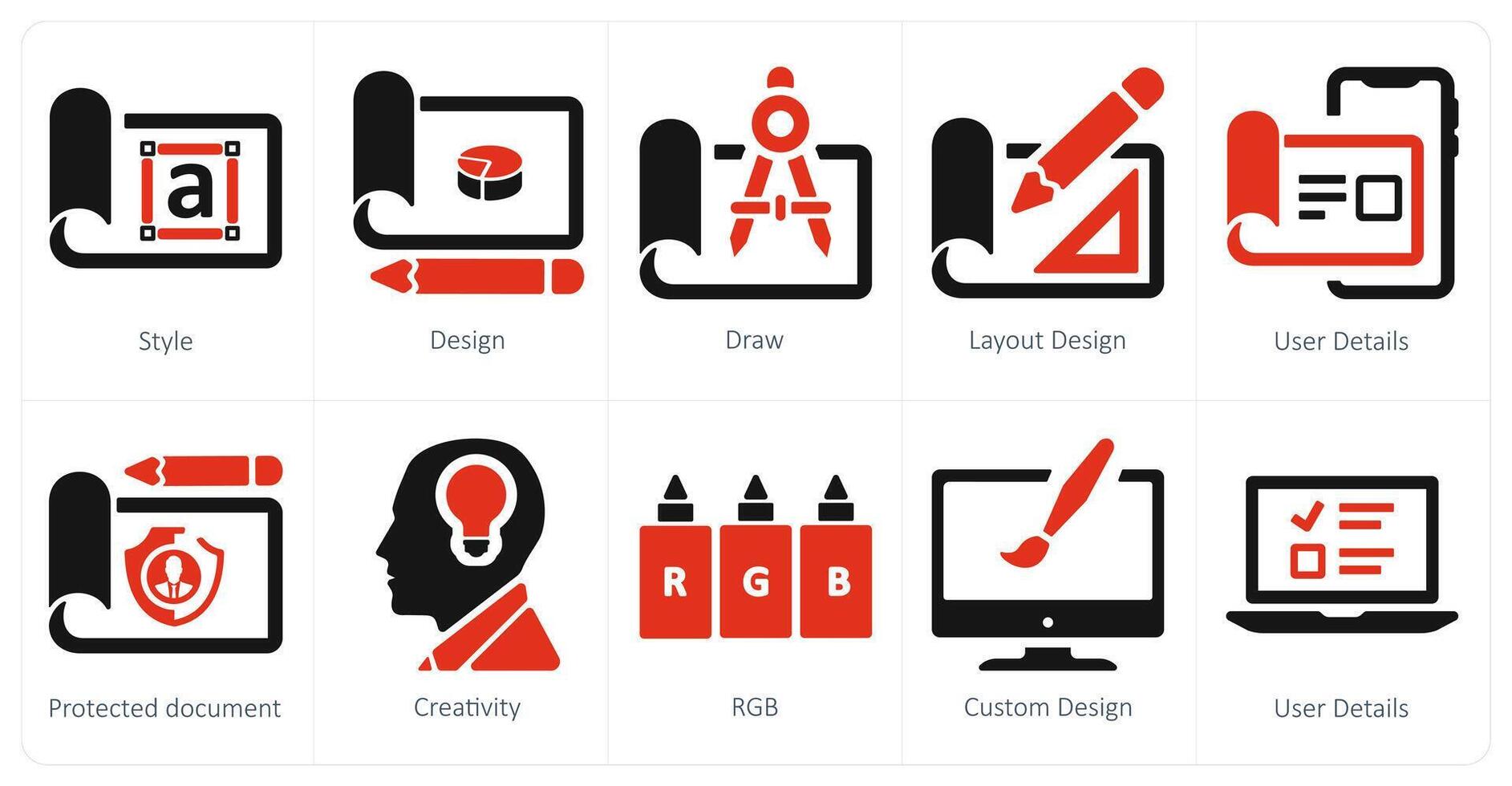 A set of 10 web marketing icons as style, design, draw vector