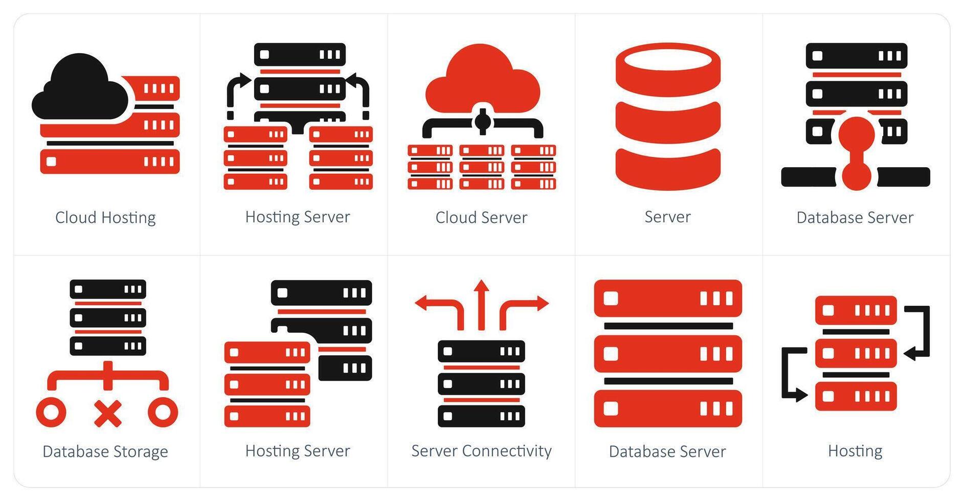 A set of 10 web marketing icons as cloud hosting, hosting server, cloud server vector