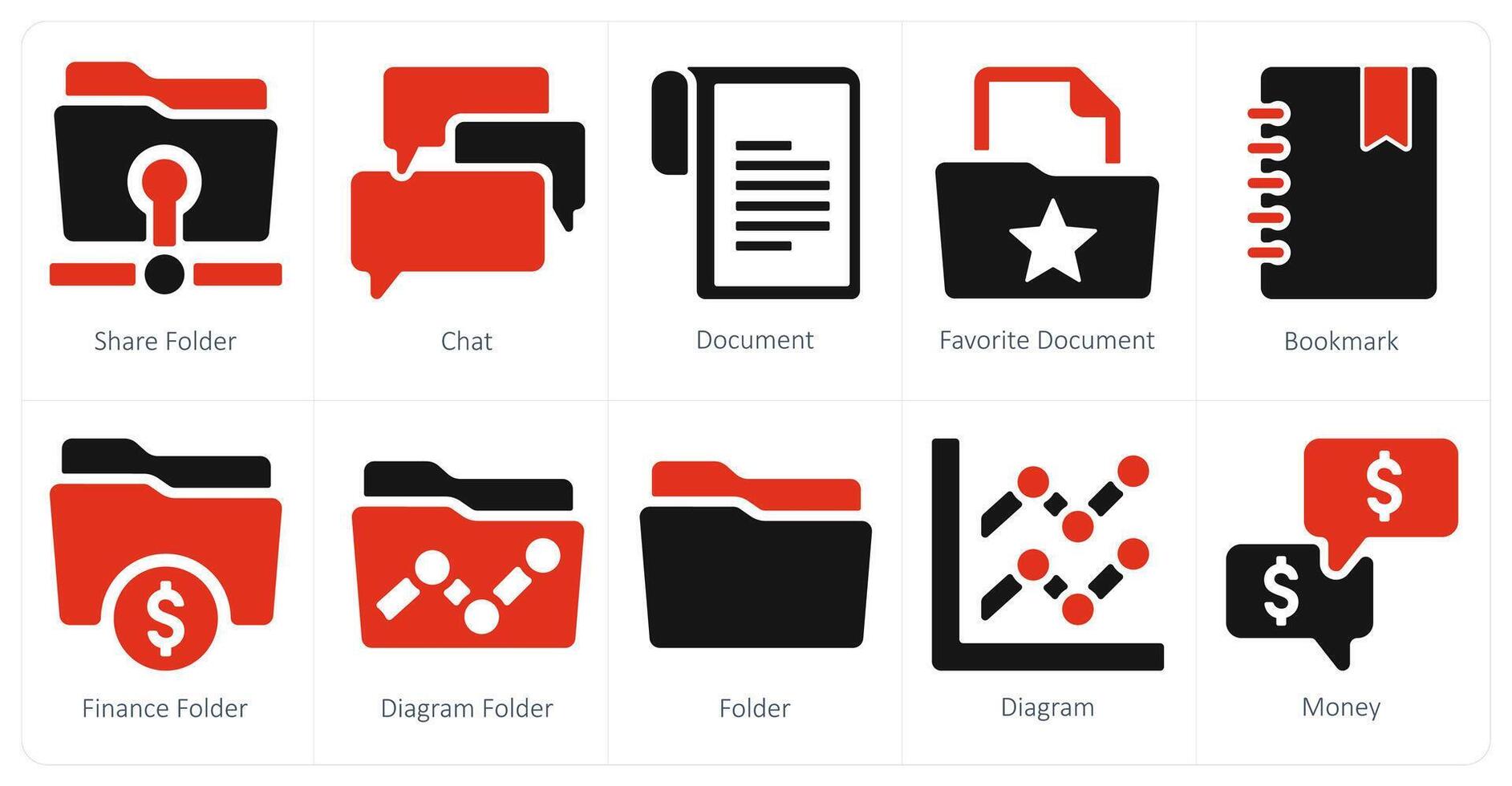 A set of 10 web marketing icons as share folder, chat, document vector