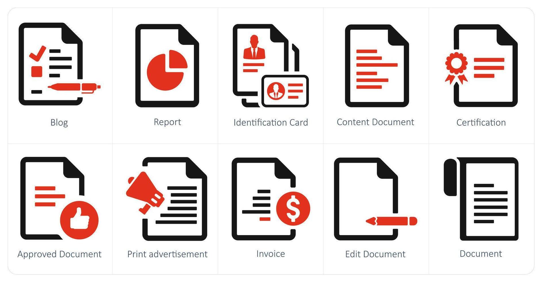 A set of 10 web marketing icons as blog, report, identification card vector