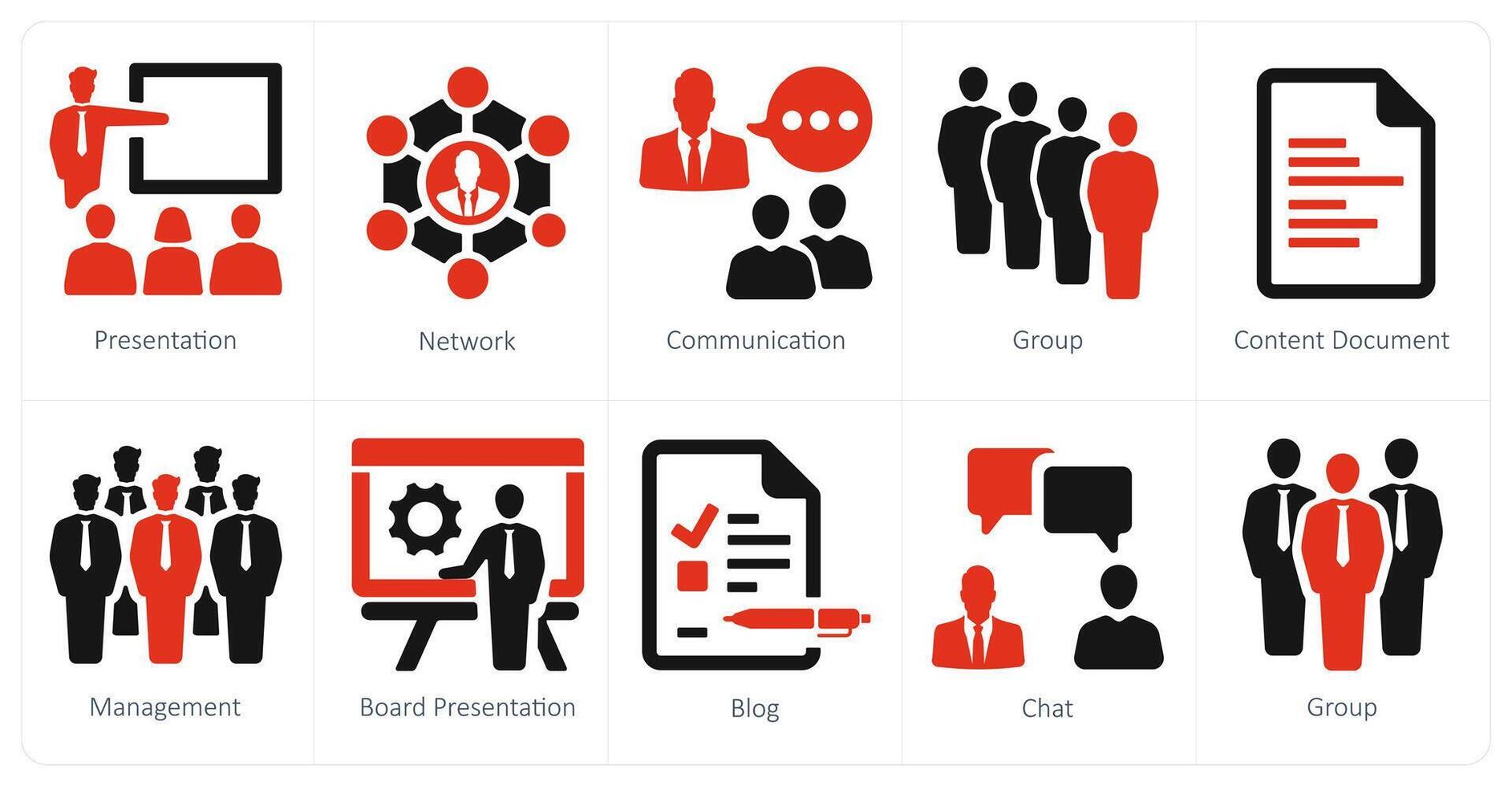 A set of 10 web marketing icons as presentation, network, communication vector