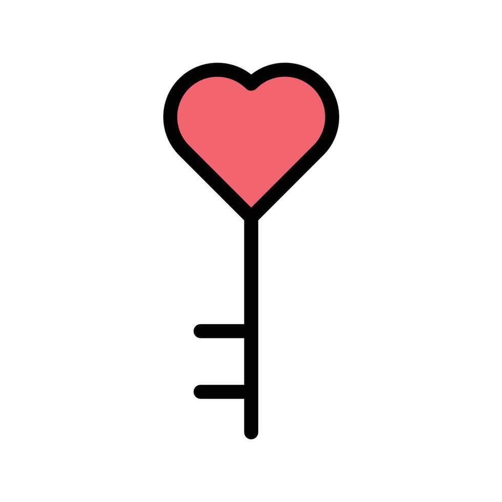 Love Key Icon Heartfelt Design in Flat Line Color Style vector