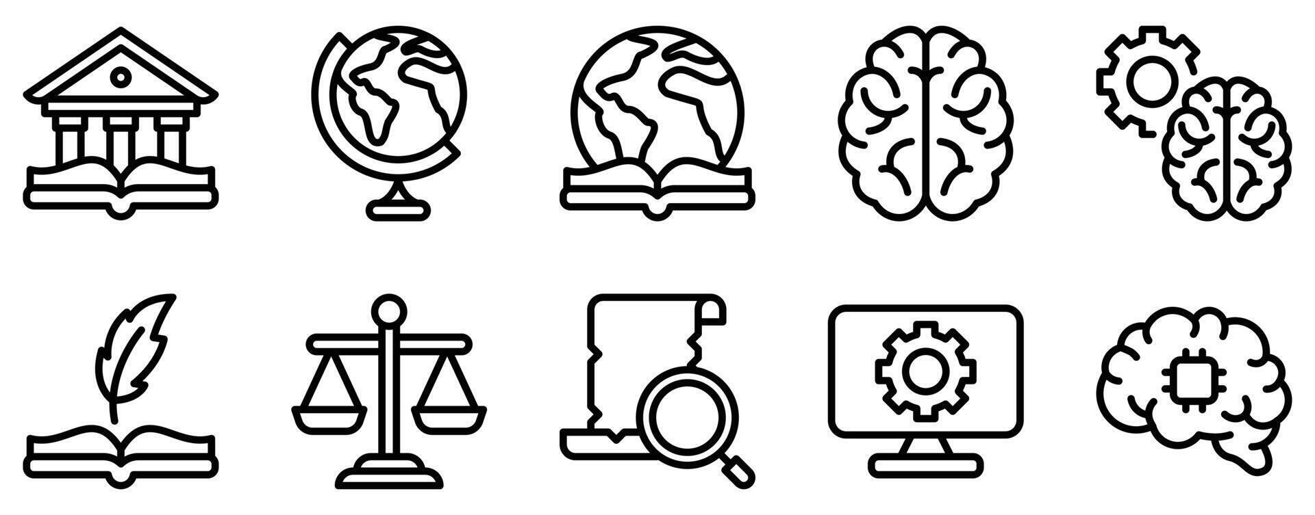 Knowledge Icon Set Insightful Line Style Collection for Intellectual Growth vector