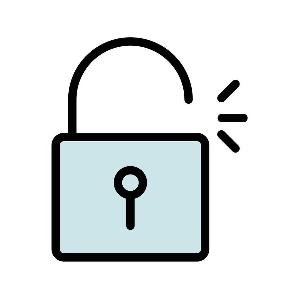 Unlock Icon Accessible Design in Flat Line Color Style vector
