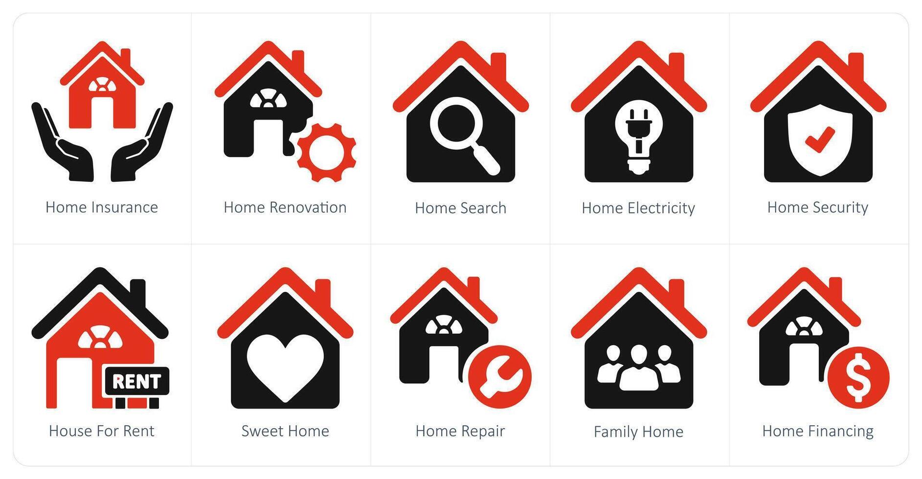 A set of 10 Real Estate icons as home insurance, home renovation, home search vector