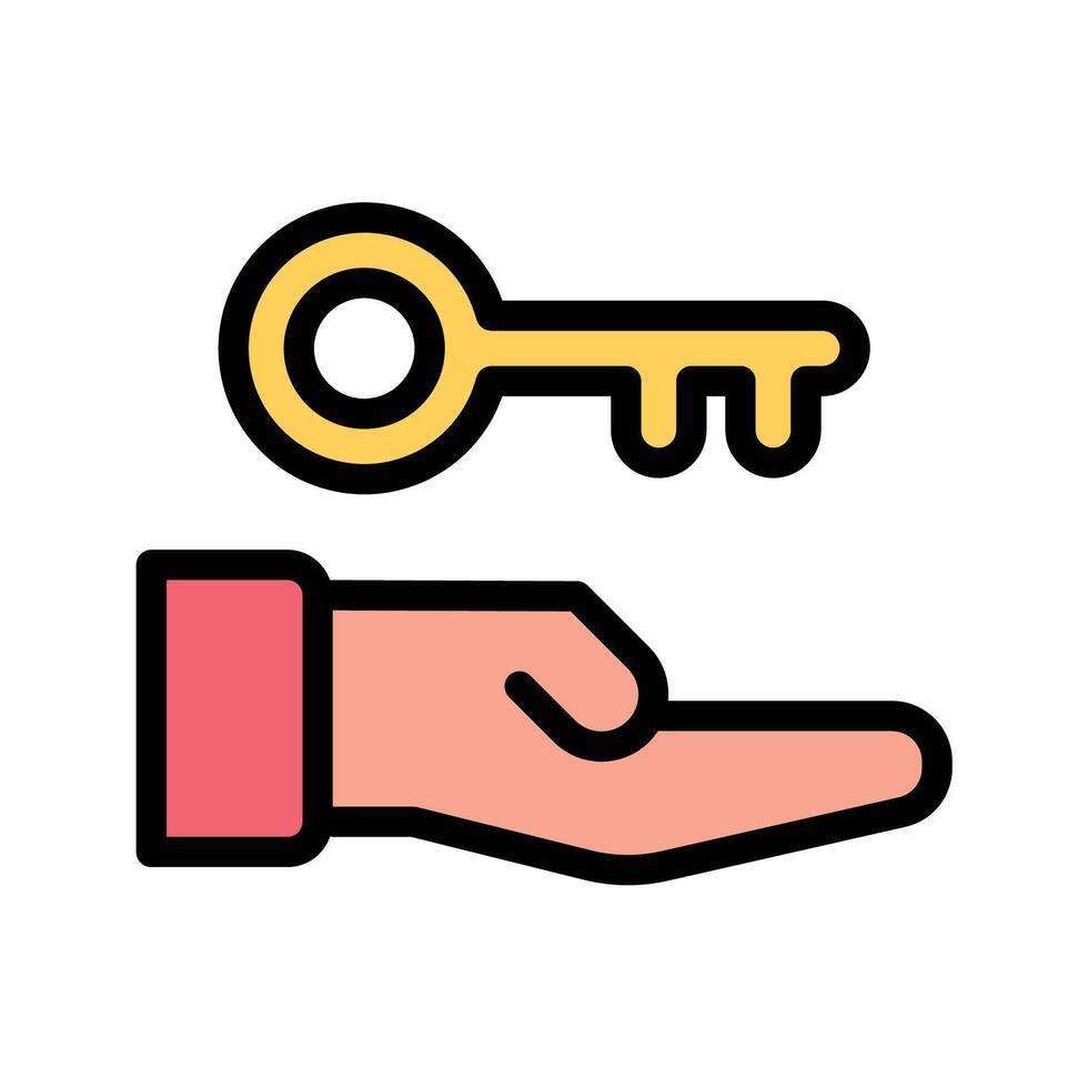 Available Key Icon Accessible Design in Flat Line Color Style vector