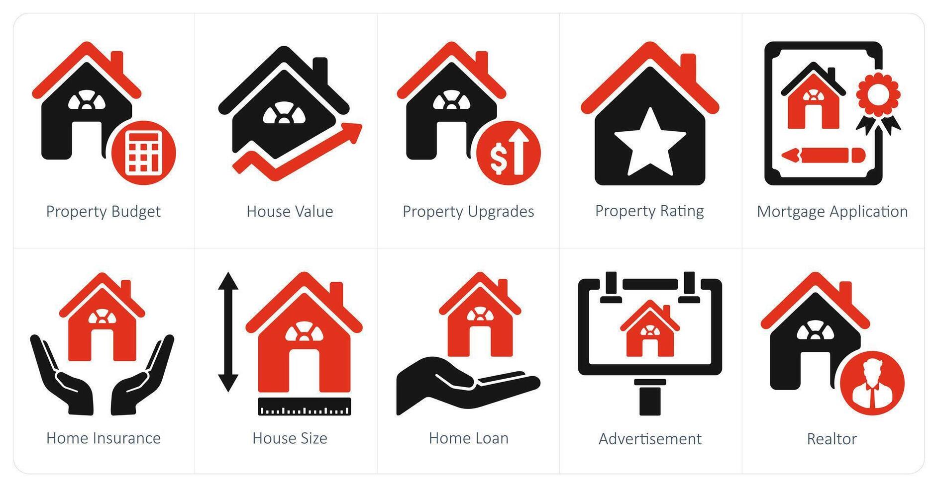 A set of 10 Real Estate icons as property budget, house value, property upgrades vector