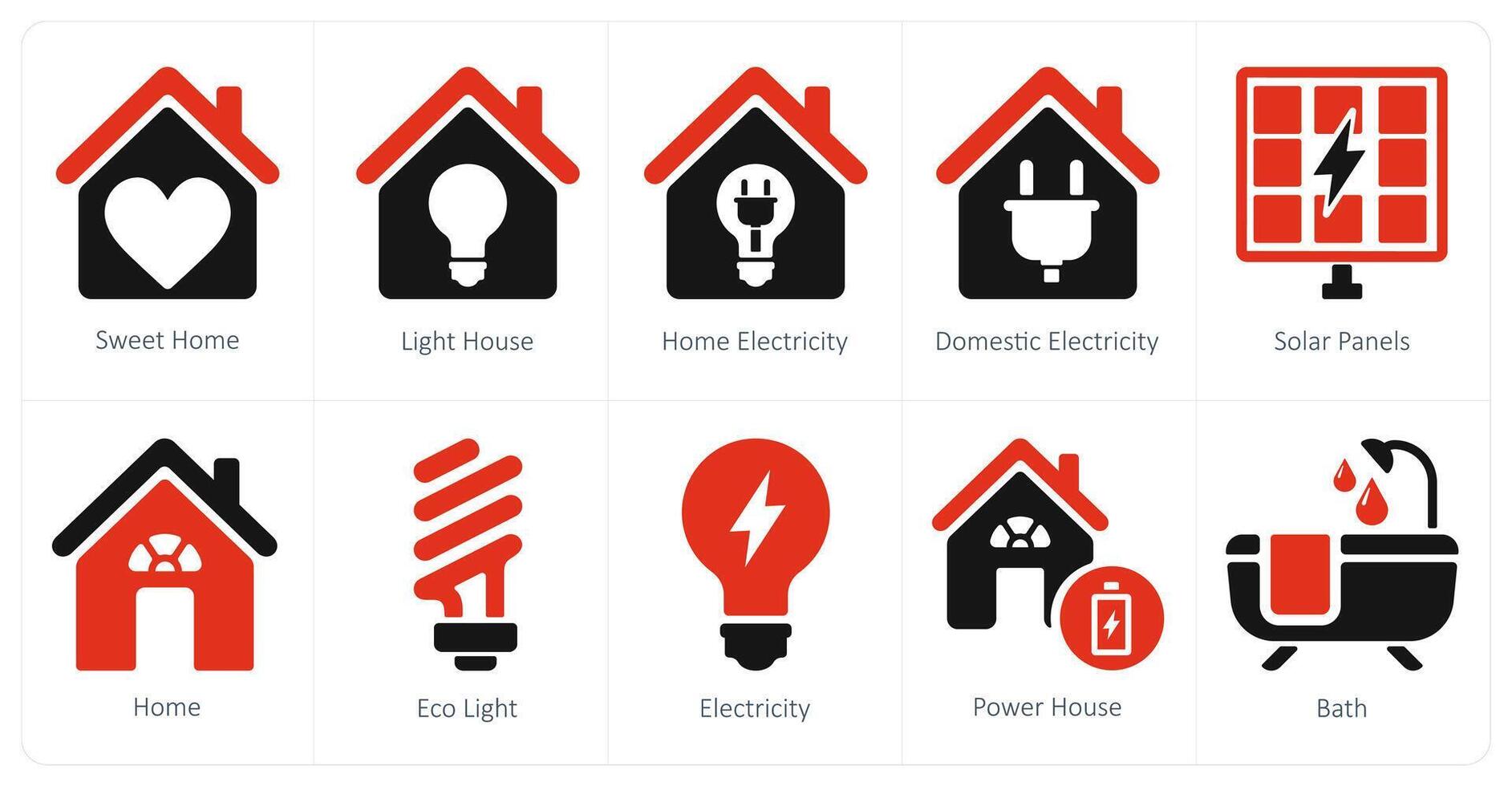 A set of 10 Real Estate icons as sweet home, light house, home electricity vector