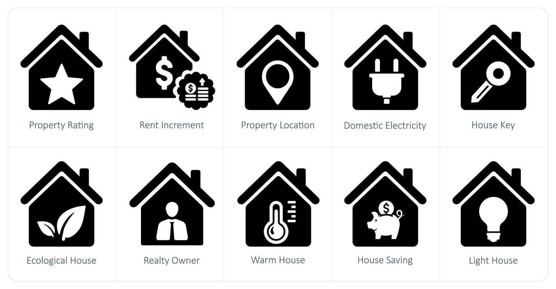 A set of 10 Real Estate icons as property rating, rent increment, property location vector