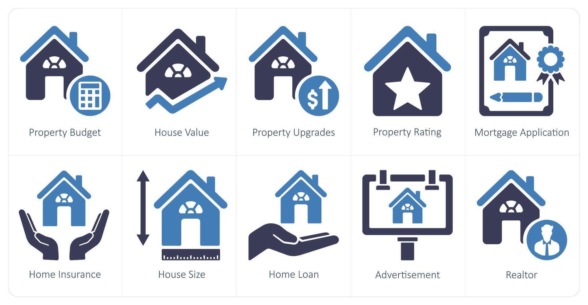 A set of 10 Real Estate icons as property budget, house value, property upgrades vector