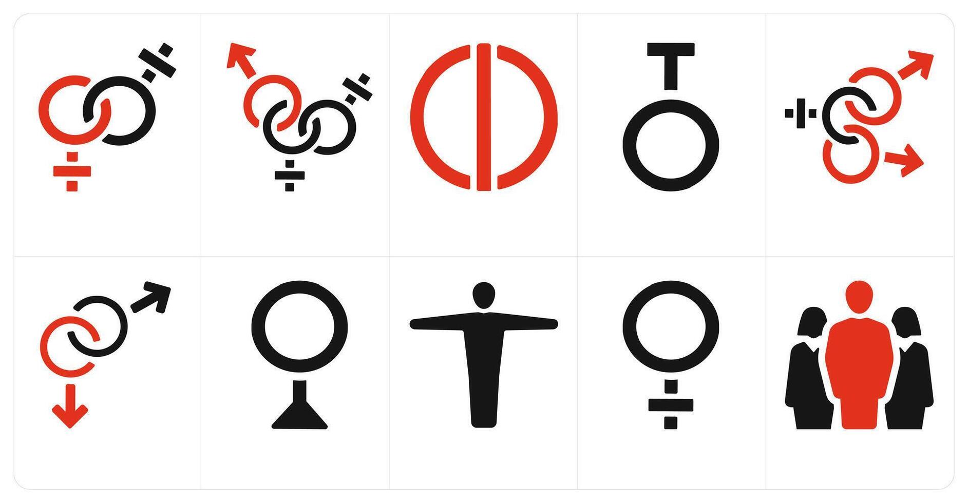 A set of 10 gender icons as Symbol, pride, bisexual vector