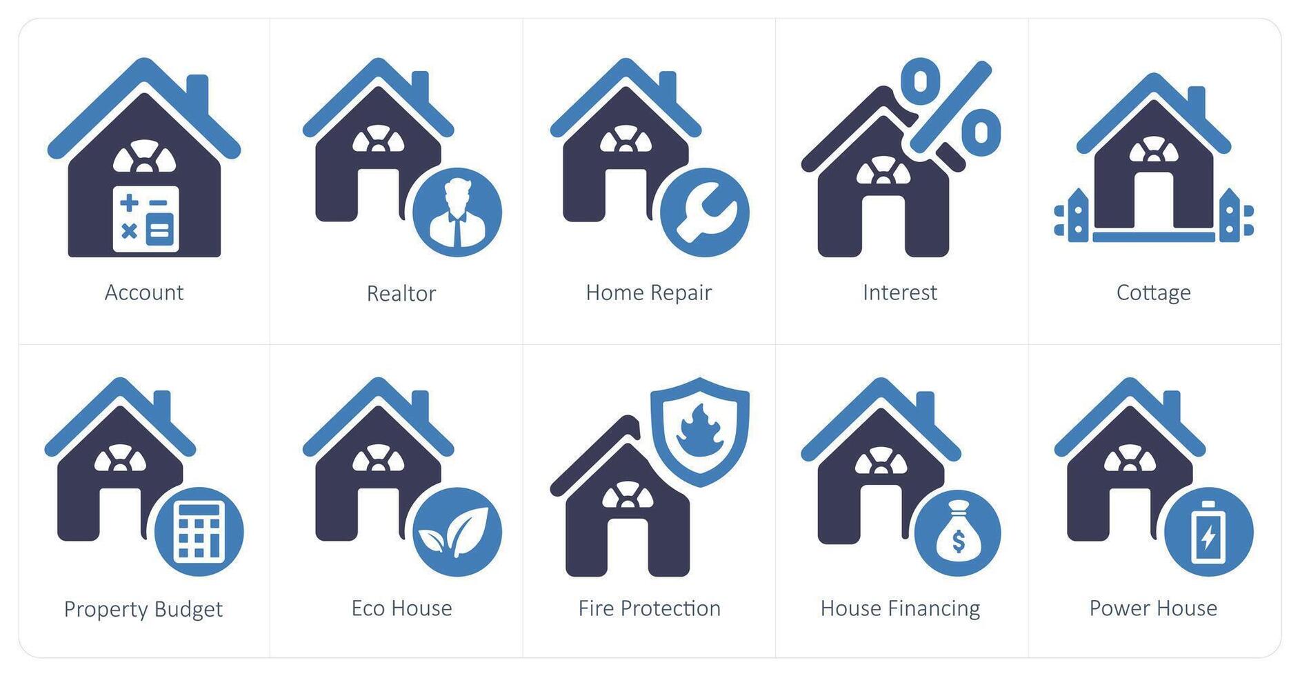 A set of 10 Real Estate icons as account, realtor, home repair vector