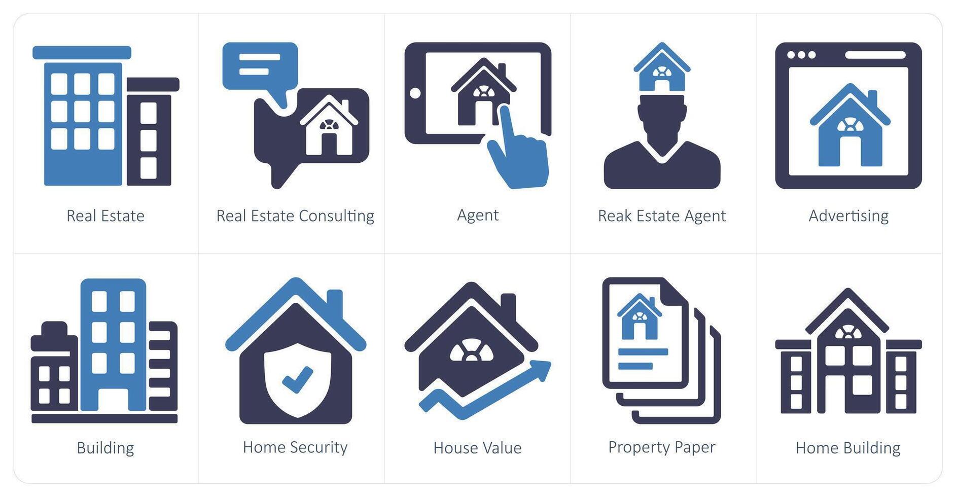 A set of 10 Real Estate icons as real estate, real estate consulting, agent vector