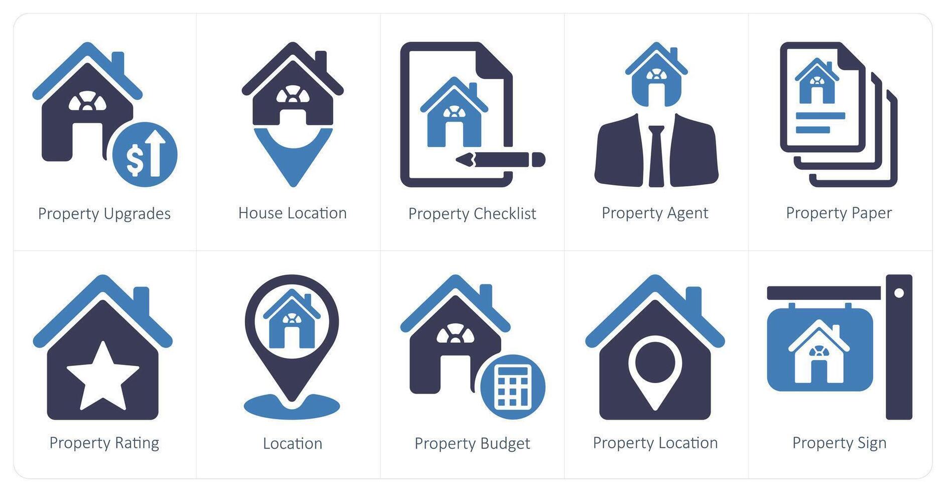 A set of 10 Real Estate icons as property upgrades, house location, property checklist vector