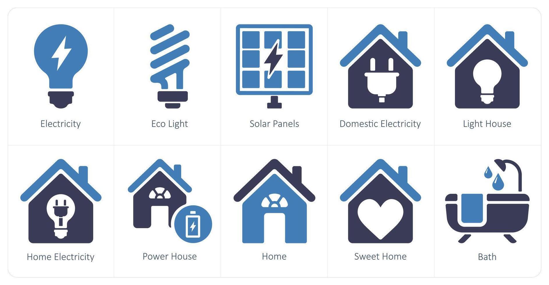 A set of 10 Real Estate icons as electricity, eco light, solar panels vector