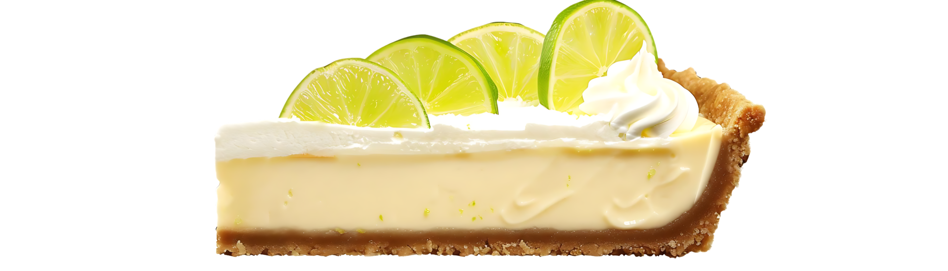 Lime Pie Slice with Whipped Cream and Lime Garnish - Food Photography png