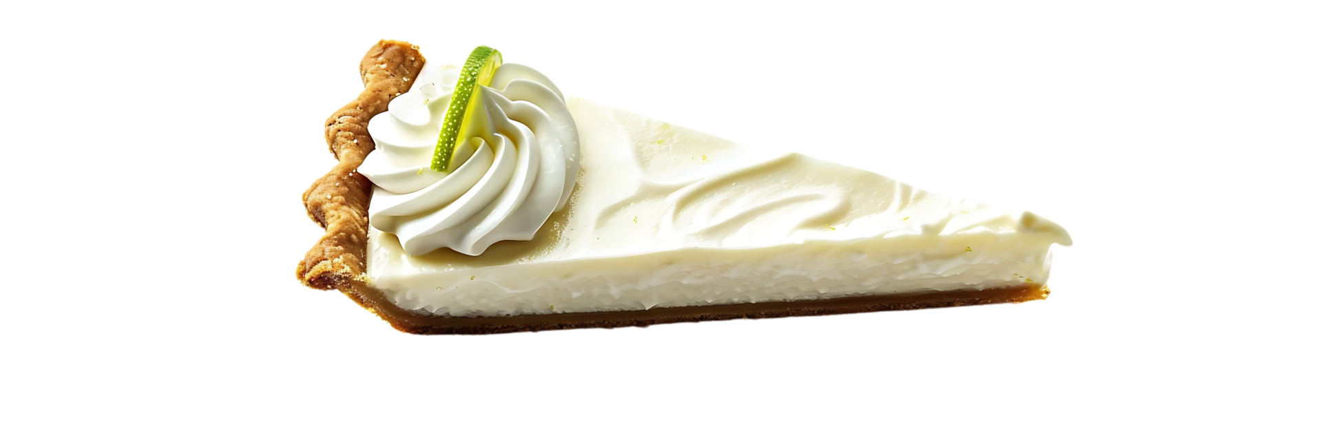 Slice of Key Lime Pie with Whipped Cream and Lime Wedge - Food Photography png