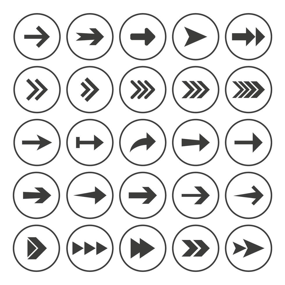 Arrow icon set. illustration, flat design. vector