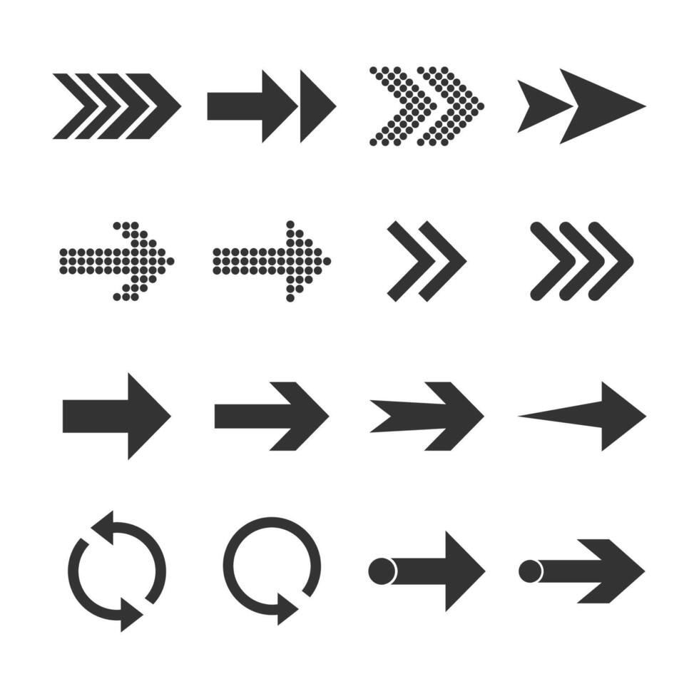 Arrow icon set. illustration, flat design. vector