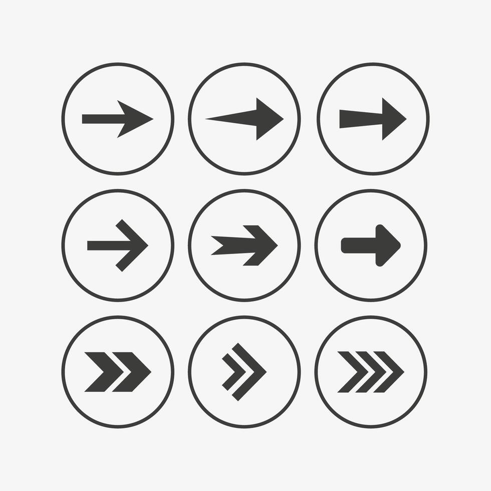 Arrow icon set. illustration, flat design. vector