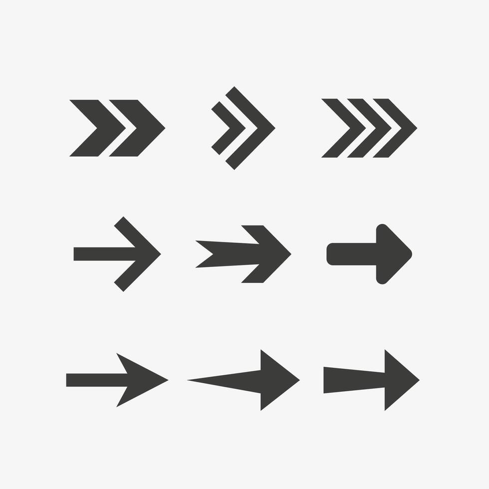 Arrow icon set. illustration, flat design. vector