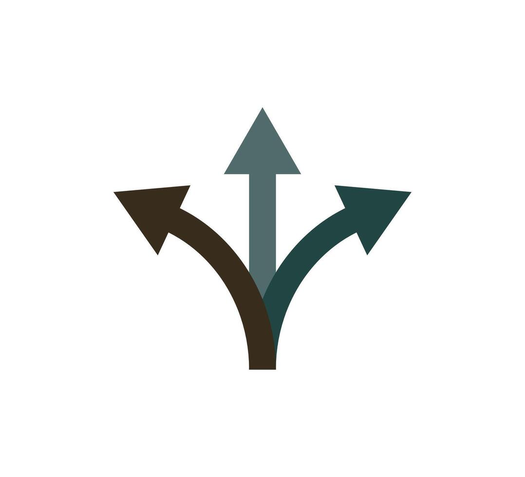 Arrow, three way, direction icon. illustration, flat design vector